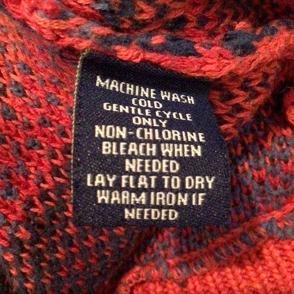 Chaps Ralph Lauren Red Aztec Print Shawl Collar Sweater Vest Size L* - Picture 8 of 8